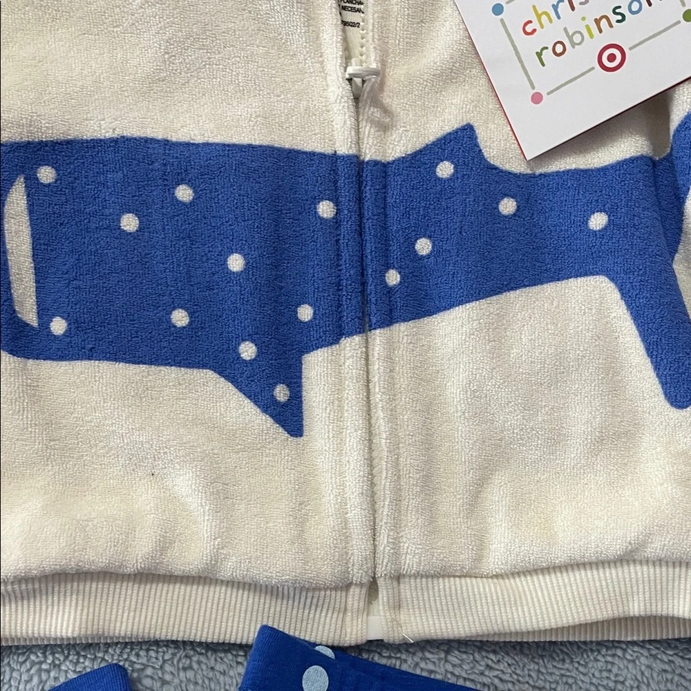 NWT Christian Robinson Kids Cream and Blue Matching Set Size 6-9 Month